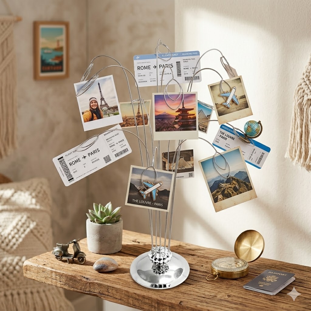 HOHIYA 14"  Photo Tree Display Stand  12-Clip Desktop Picture and Gift Card Holder Metal Money Tree for Lottery Tickets and Greeting Cards Wedding and Party Centerpiece Silver